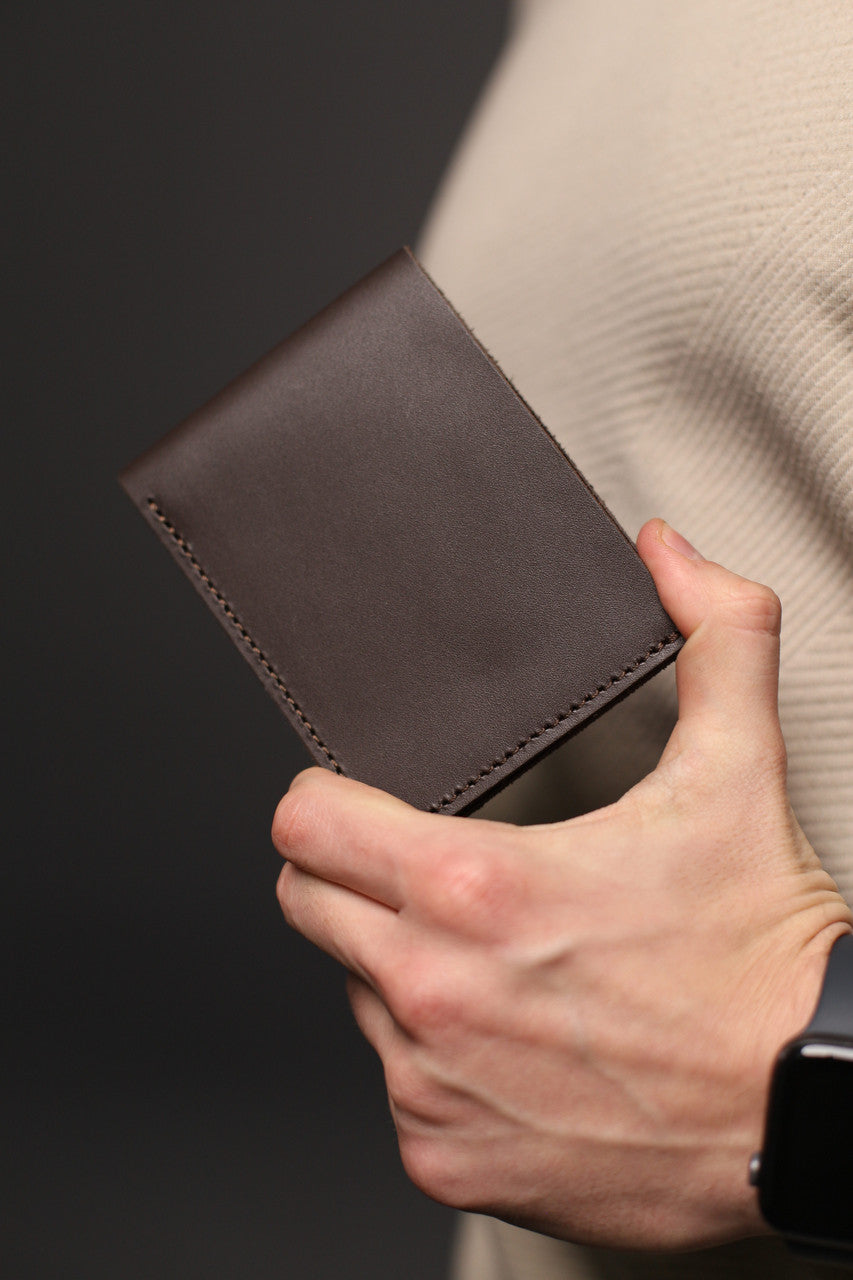 Mens Bifold Wallet Brown Genuine Leather Handmade Gift for Him
