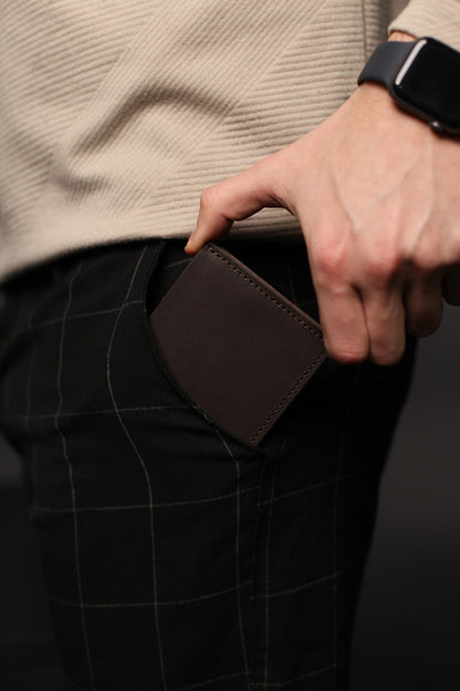 Mens Bifold Wallet Brown Genuine Leather Handmade Gift for Him