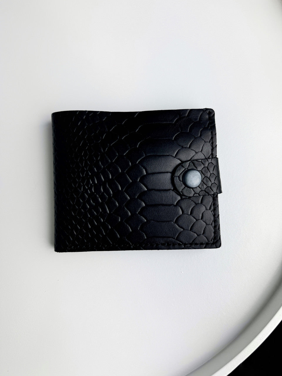 Handmade Classic Black Wallet SR017 Genuine Smooth Leather Python Embossing Gift for Him