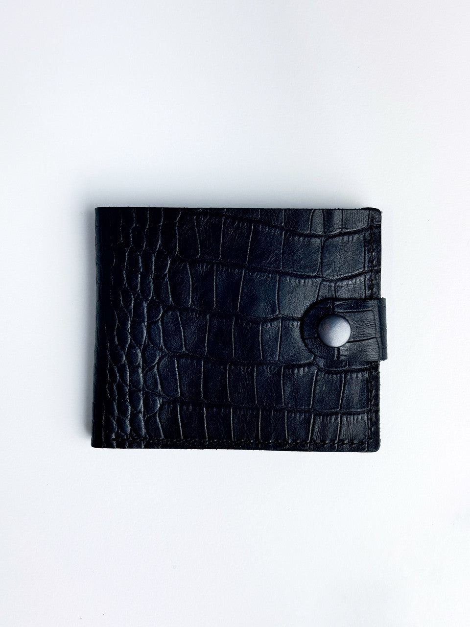 Handmade Classic Men Wallet Genuine Leather Crocodile Embossed Black Gift For Him SR027