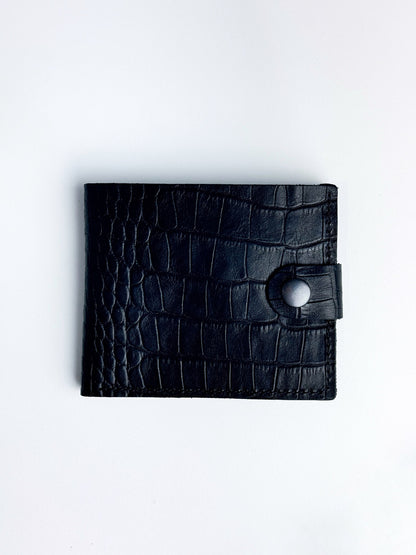 Handmade Classic Men Wallet Genuine Leather Crocodile Embossed Black Gift For Him SR027