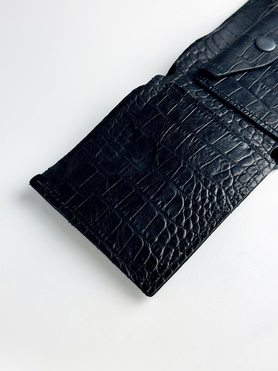 Handmade Classic Men Wallet Genuine Leather Crocodile Embossed Black Gift For Him SR027