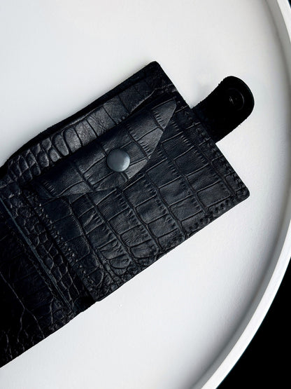 Handmade Classic Men Wallet Genuine Leather Crocodile Embossed Black Gift For Him SR027