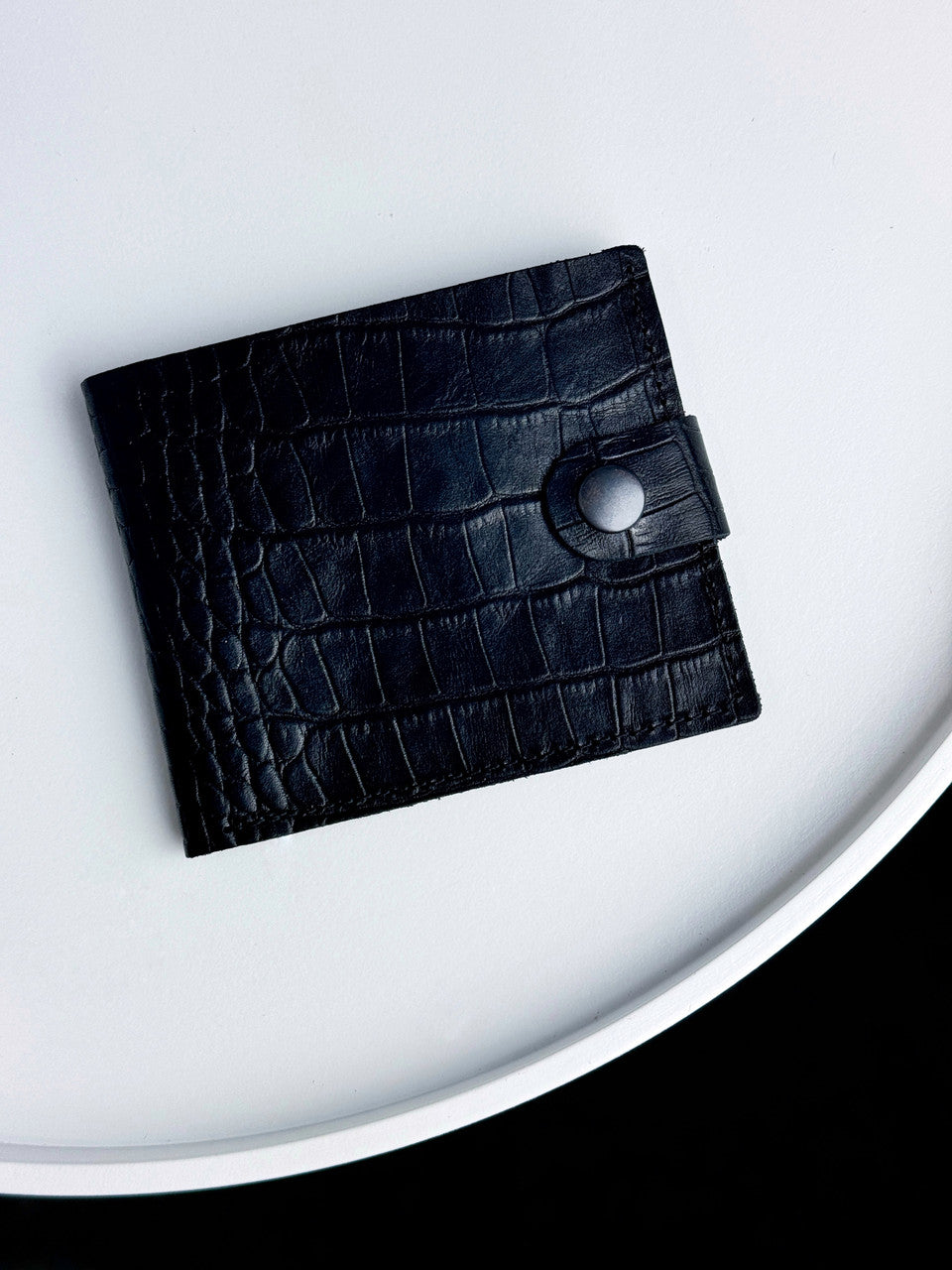 Handmade Classic Men Wallet Genuine Leather Crocodile Embossed Black Gift For Him SR027