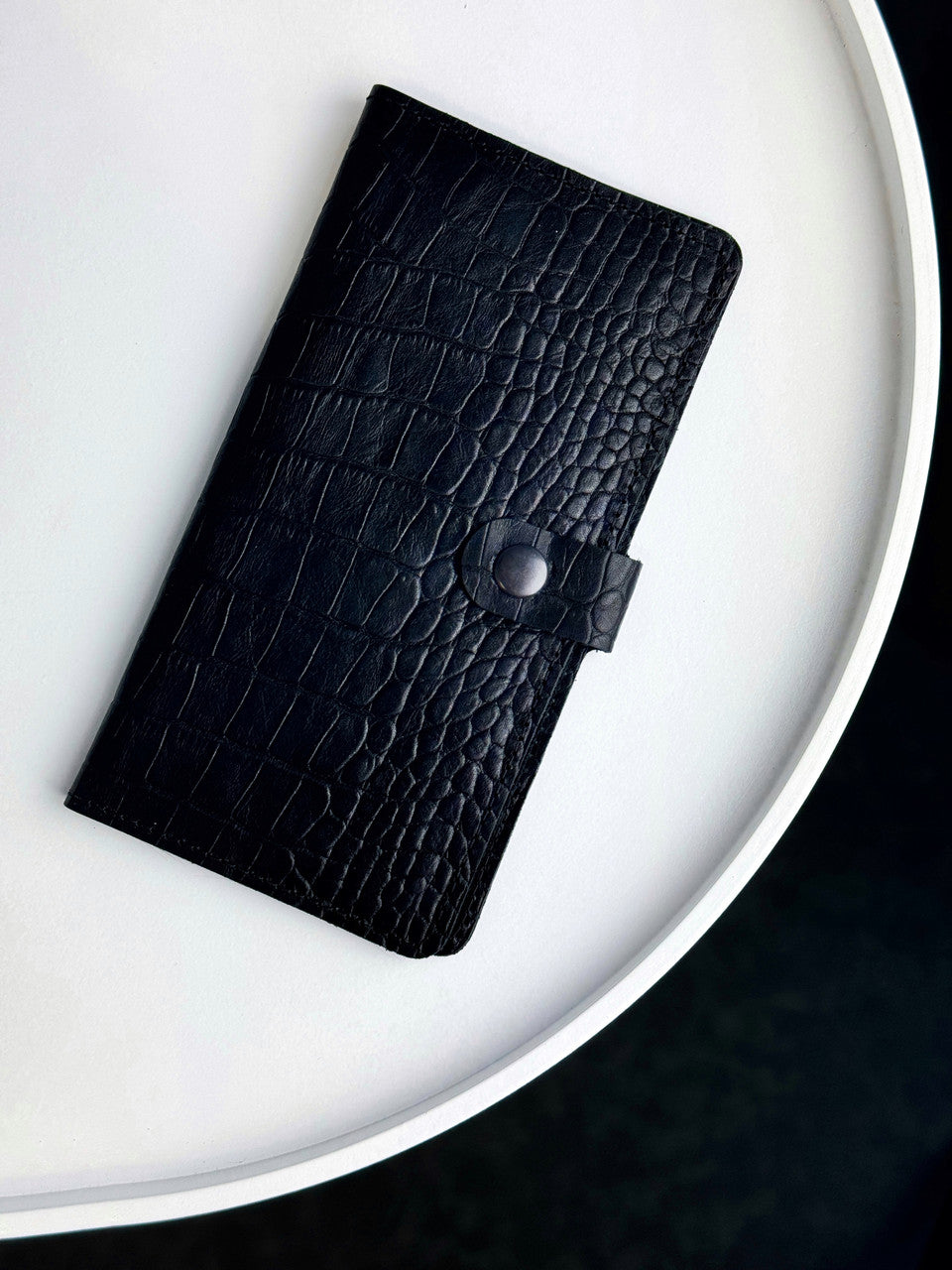 Handmade Mens Wallet Genuine Leather Crocodile Embossing Black Long Wallet Gift For Him
