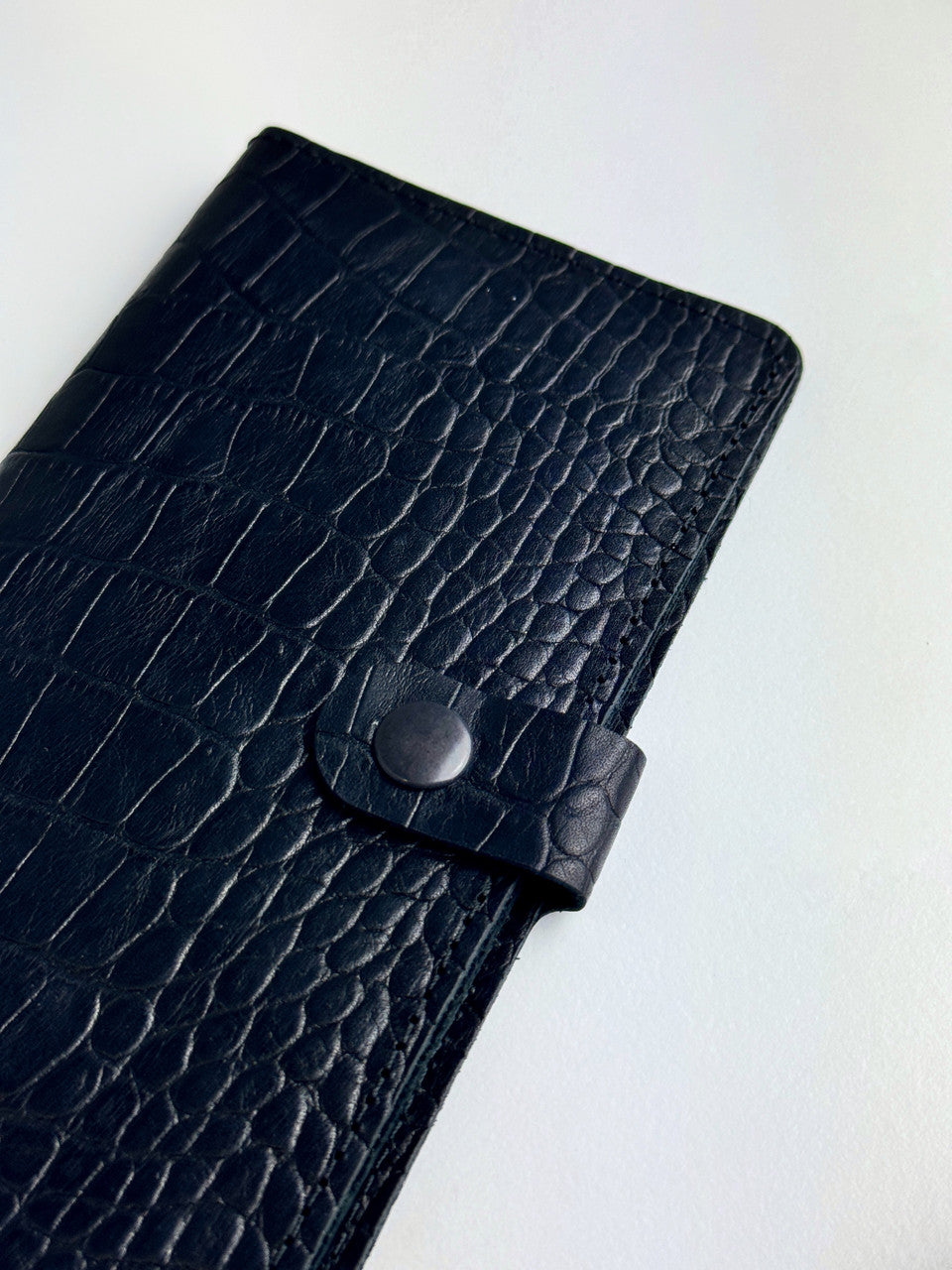 Handmade Mens Wallet Genuine Leather Crocodile Embossing Black Long Wallet Gift For Him