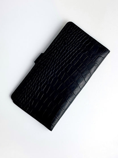 Handmade Mens Wallet Genuine Leather Crocodile Embossing Black Long Wallet Gift For Him