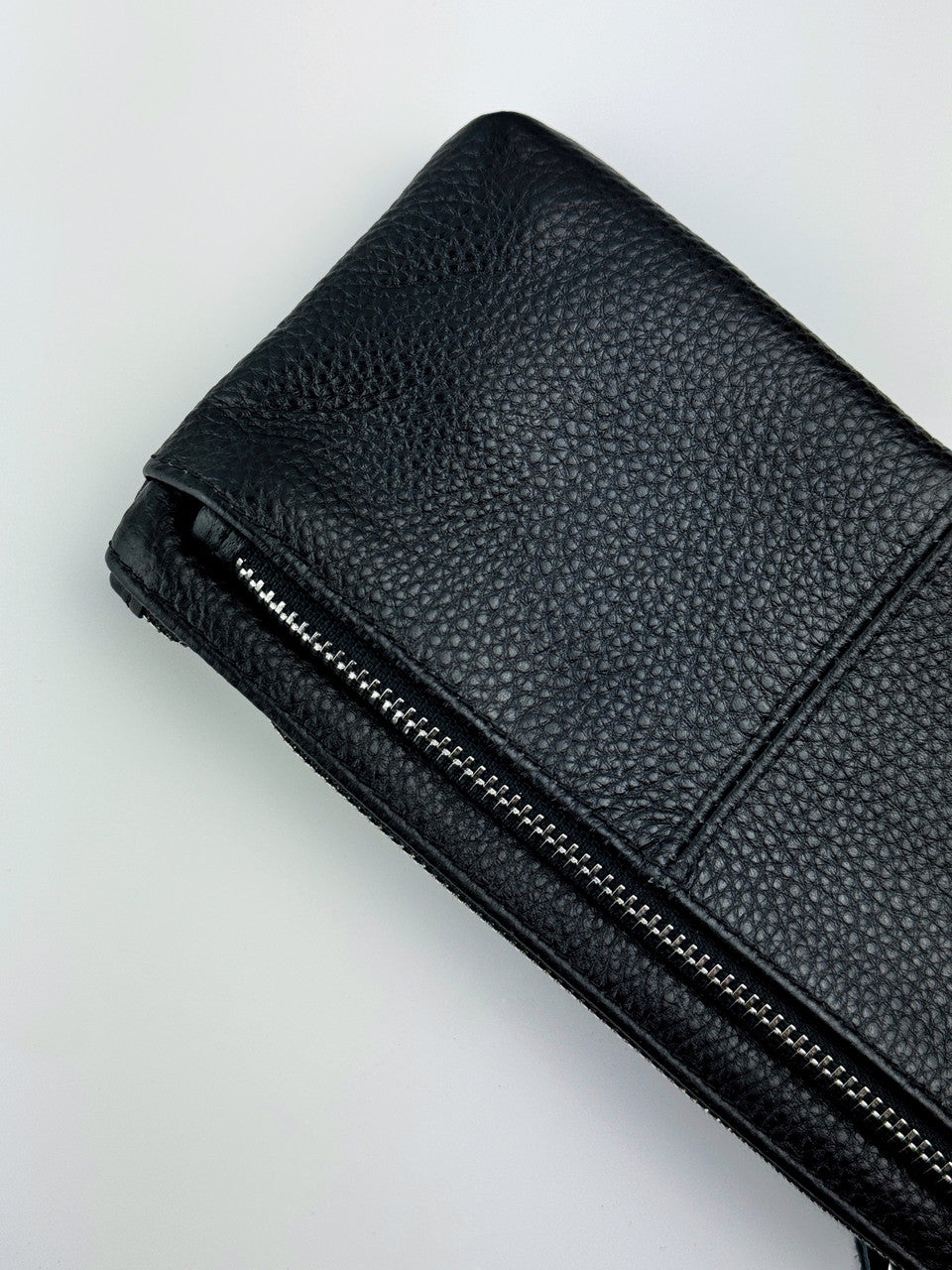 Handmade Black Leather Clutch Genuine Grain Leather Minimalist Wristlet Gift for Him