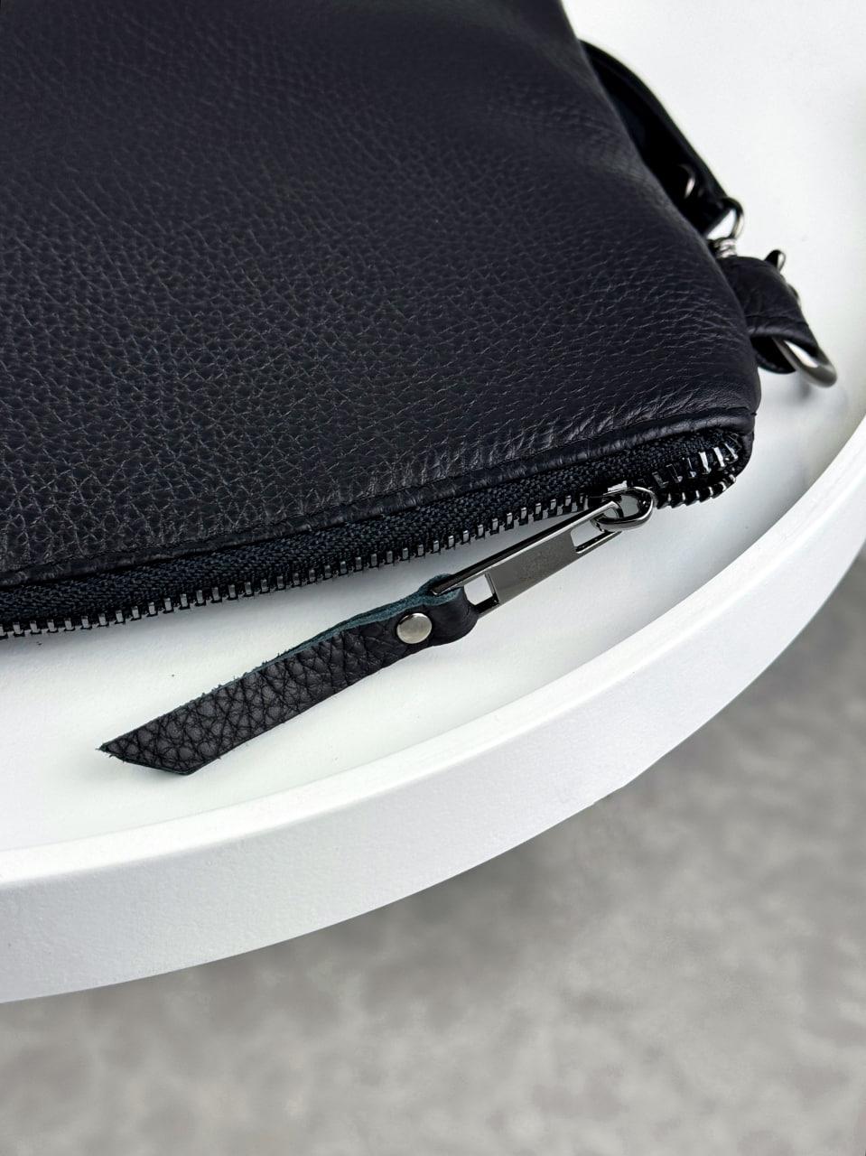 Handmade Genuine Grain Leather Clutch SKILL Black Gift for Him