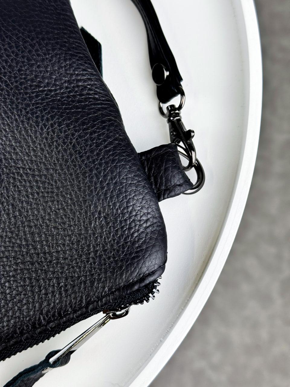 Handmade Genuine Grain Leather Clutch SKILL Black Gift for Him