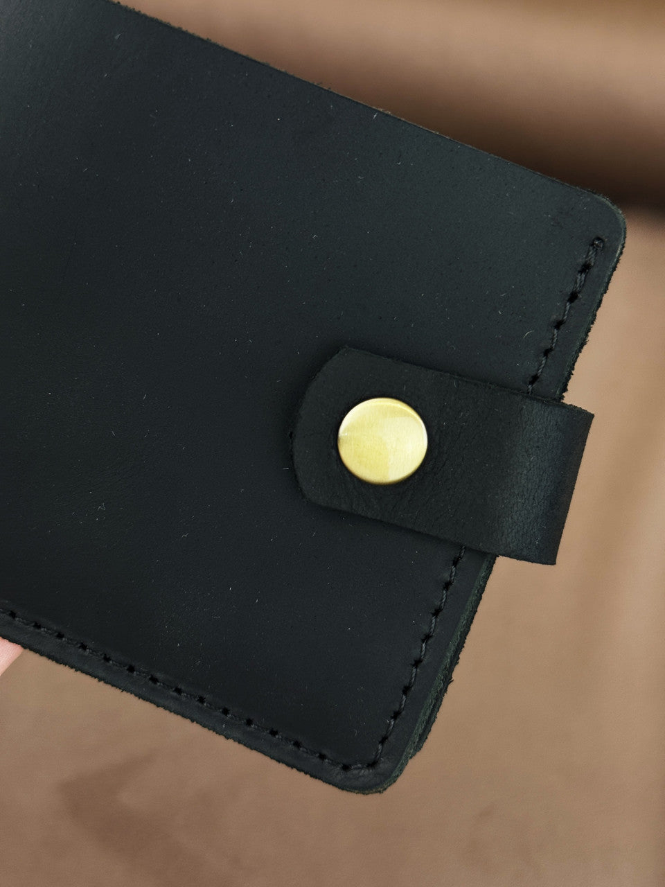 Handmade Mens Wallet Genuine Crazy Horse Leather Black Bifold with Coin Pocket