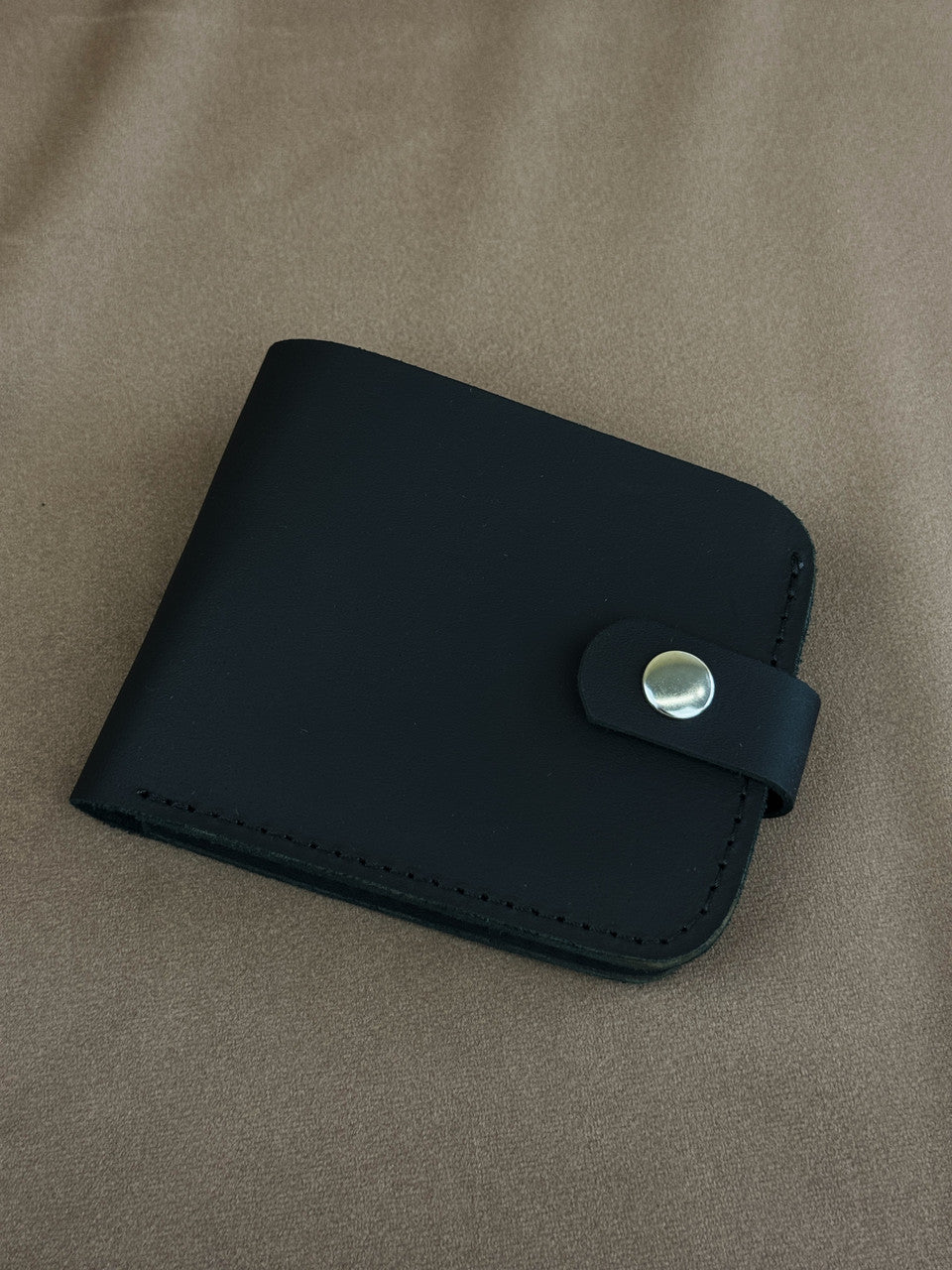 Handmade Mens Black Genuine Leather Wallet Snap Coin Pocket 2 Card Slots