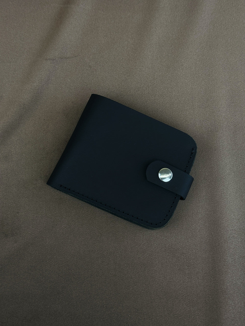 Handmade Mens Black Genuine Leather Wallet Snap Coin Pocket 2 Card Slots