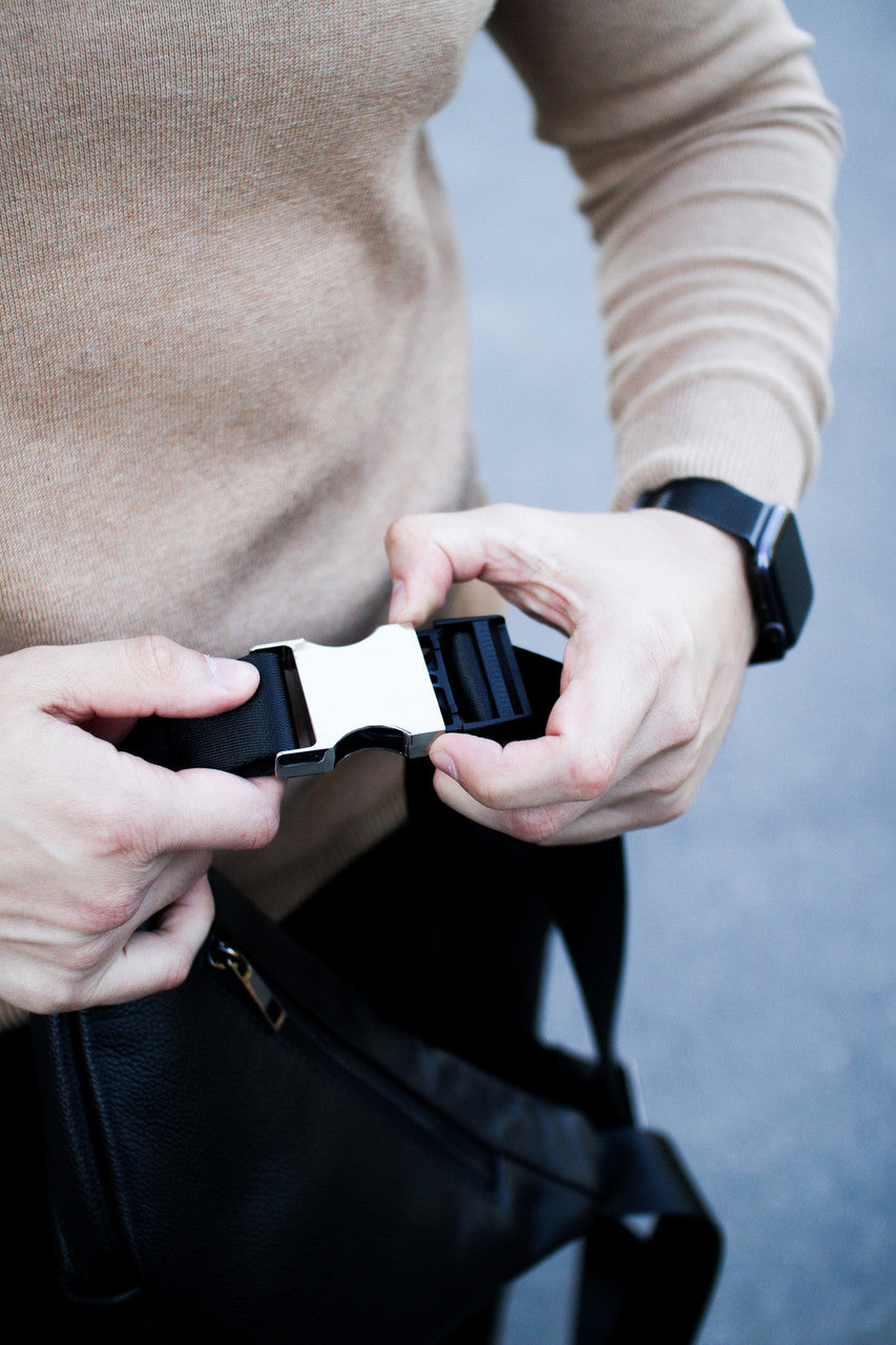 Mens Handmade Leather Banana Belt Bag Black Gift For Him