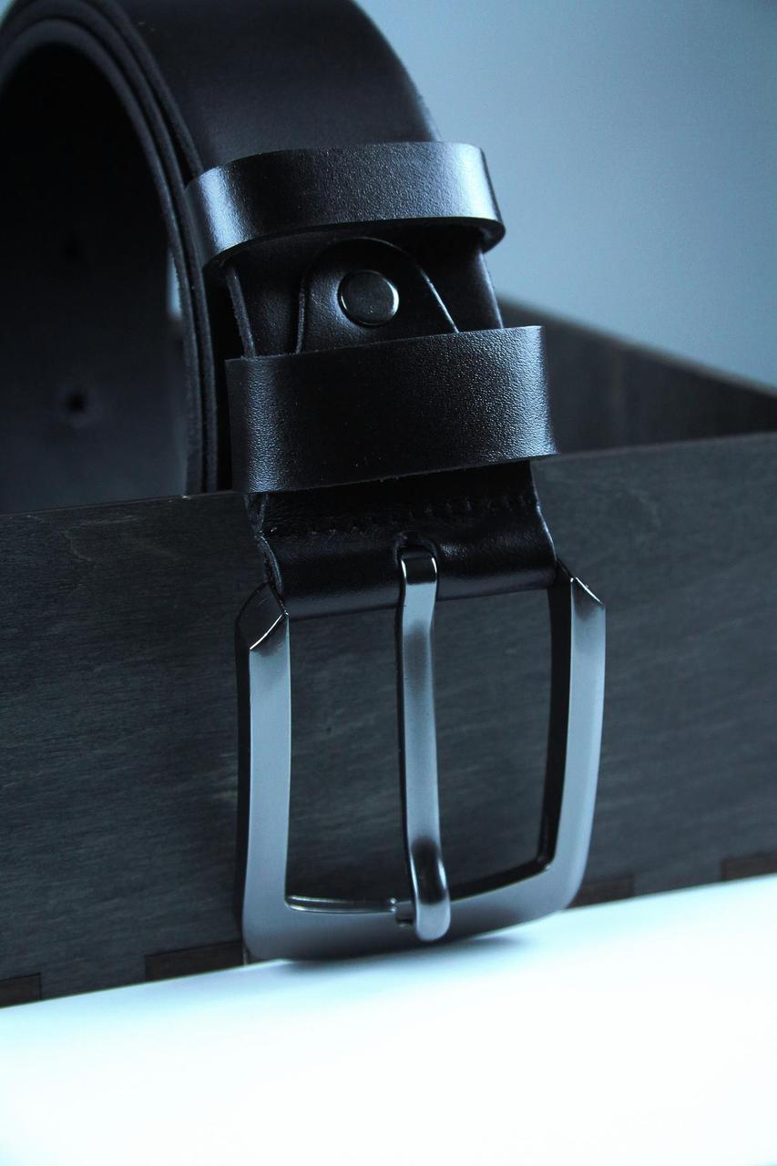 Handmade Mens Black Genuine Calf Leather Belt with Metal Buckle Gift for Him