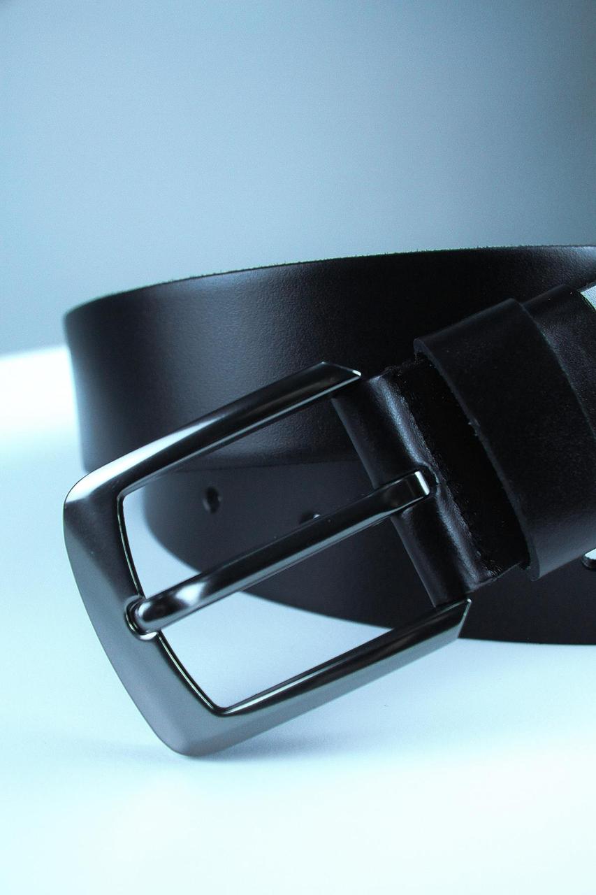 Handmade Mens Black Genuine Calf Leather Belt with Metal Buckle Gift for Him