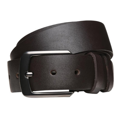 Handmade Mens Genuine Brown Calf Leather Belt with Metal Buckle
