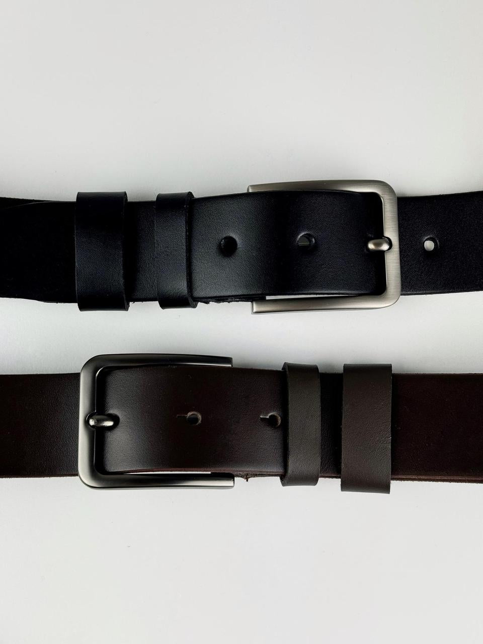 Handmade Mens Genuine Brown Calf Leather Belt with Metal Buckle Gift for Him