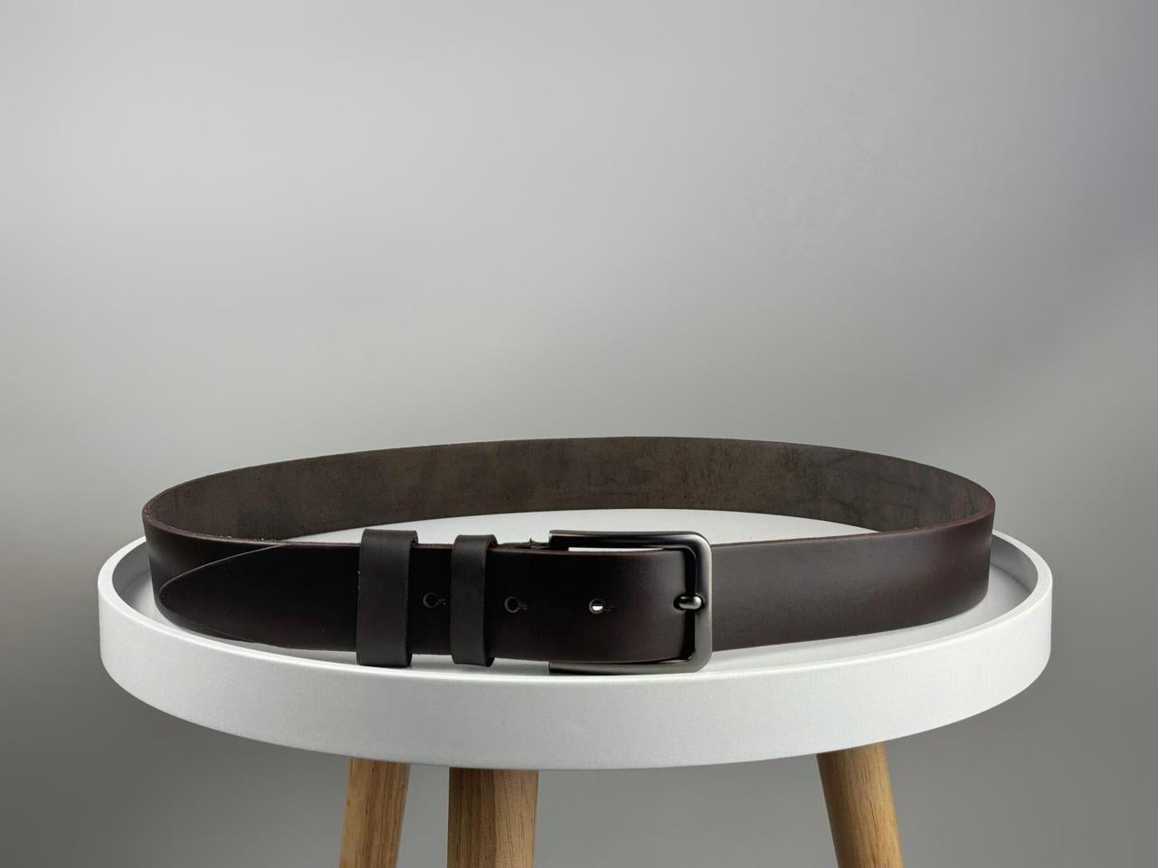Handmade Mens Genuine Brown Calf Leather Belt with Metal Buckle Gift for Him