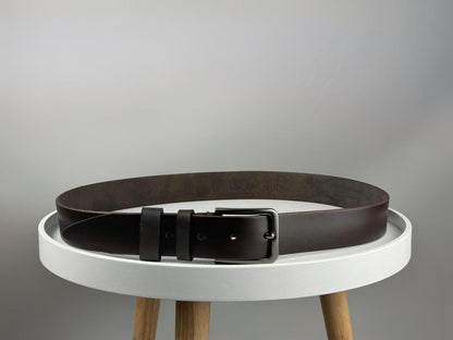 Handmade Mens Genuine Brown Calf Leather Belt with Metal Buckle Gift for Him