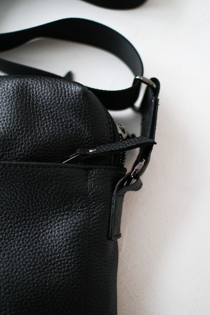Handmade Mens Leather Messenger Bag Black Classic Crossbody Gift for Him