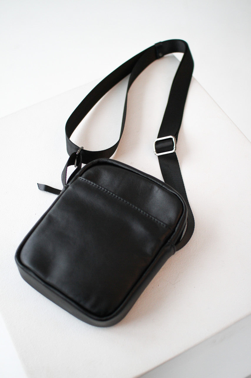 Mens Handmade Genuine Leather Messenger Bag Black Crossbody Shoulder Bag Gift for Him