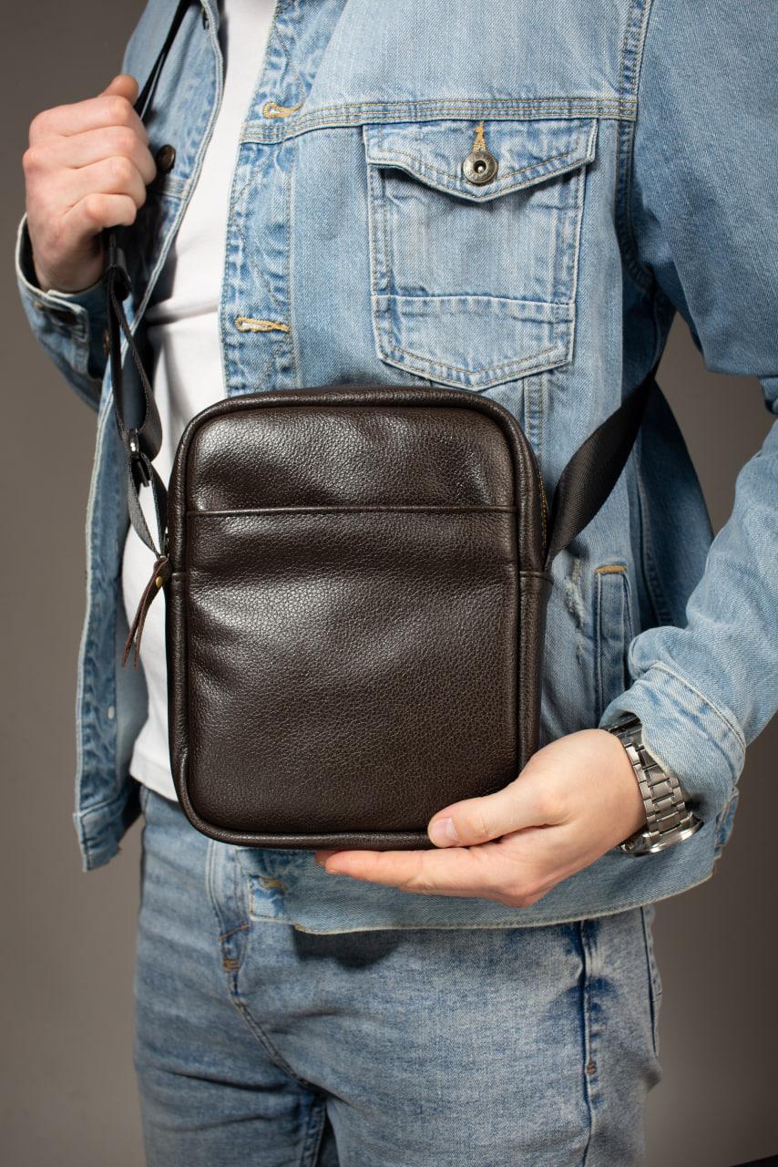 Genuine Leather Messenger Bag Mens Shoulder Bag Brown Handmade Gift for Him