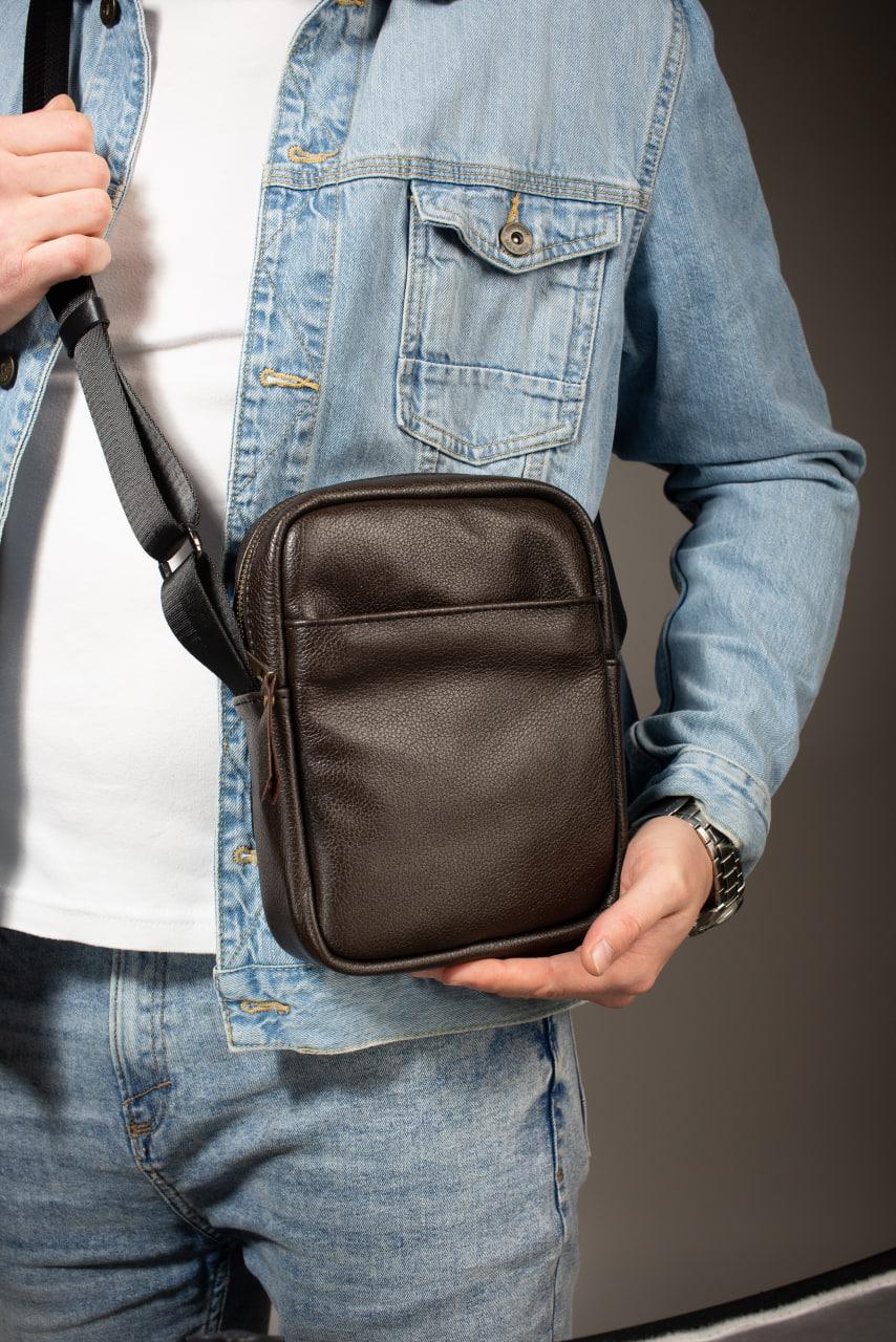 Genuine Leather Messenger Bag Mens Shoulder Bag Brown Handmade Gift for Him