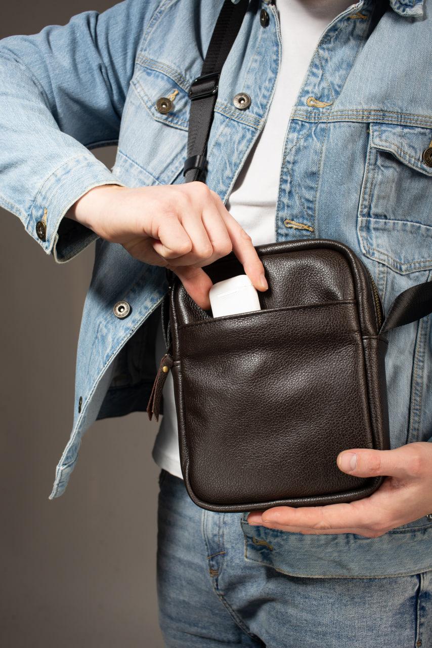 Genuine Leather Messenger Bag Mens Shoulder Bag Brown Handmade Gift for Him