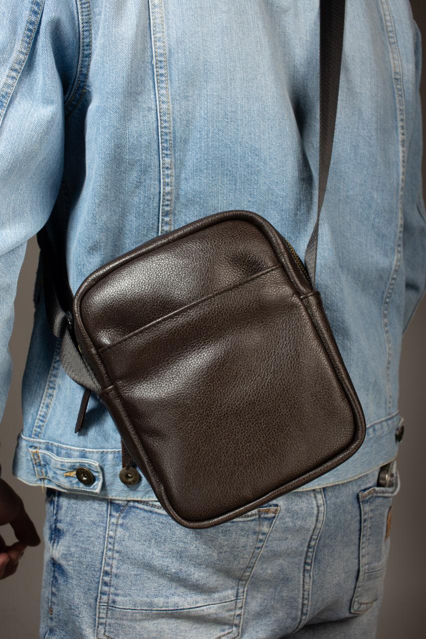 Genuine Leather Messenger Bag Mens Shoulder Bag Brown Handmade Gift for Him
