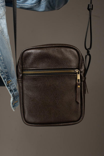 Genuine Leather Messenger Bag Mens Shoulder Bag Brown Handmade Gift for Him