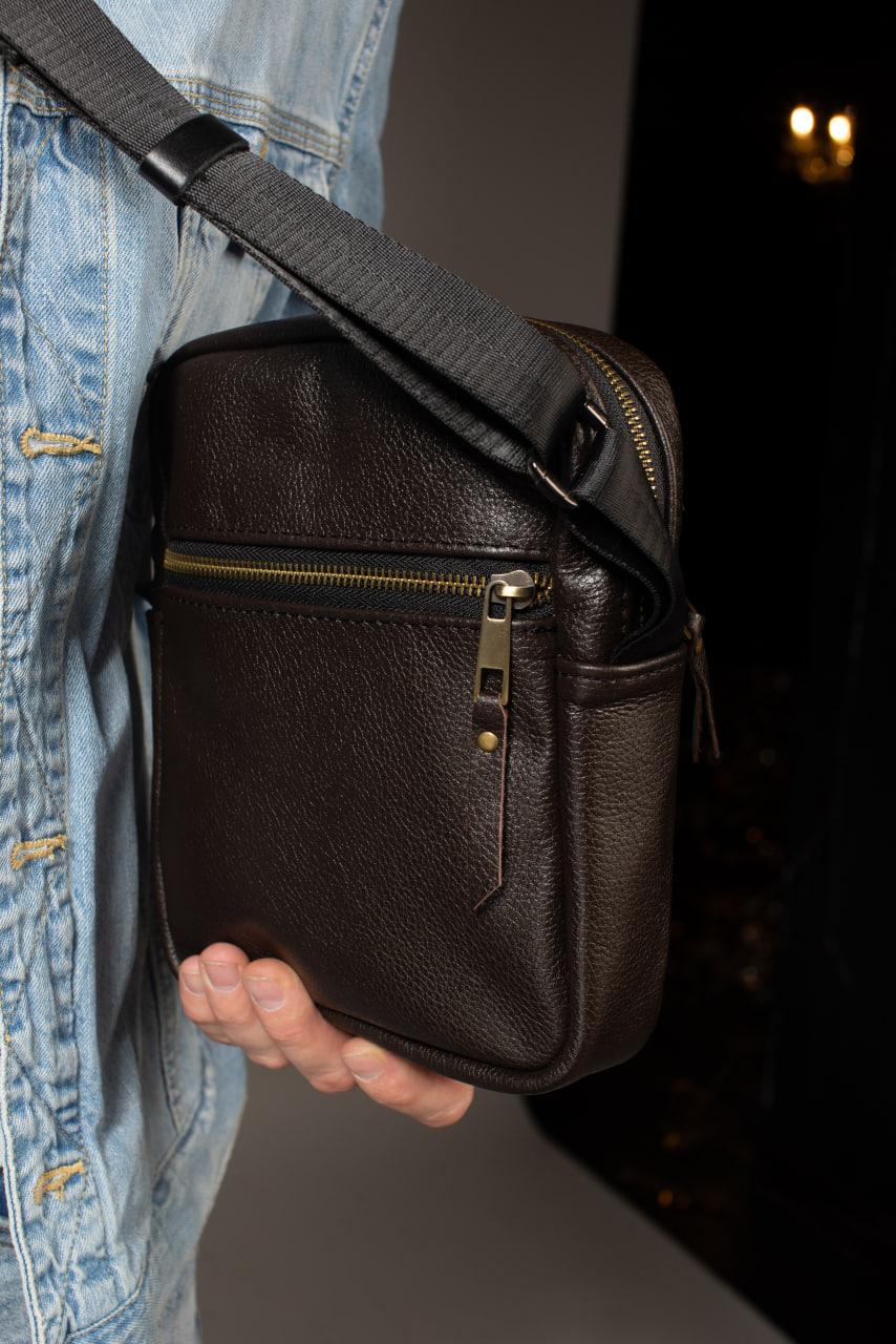Genuine Leather Messenger Bag Mens Shoulder Bag Brown Handmade Gift for Him