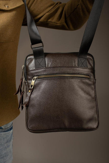 Genuine Leather Messenger Bag Mens Shoulder Bag Handmade Brown Gift for Him