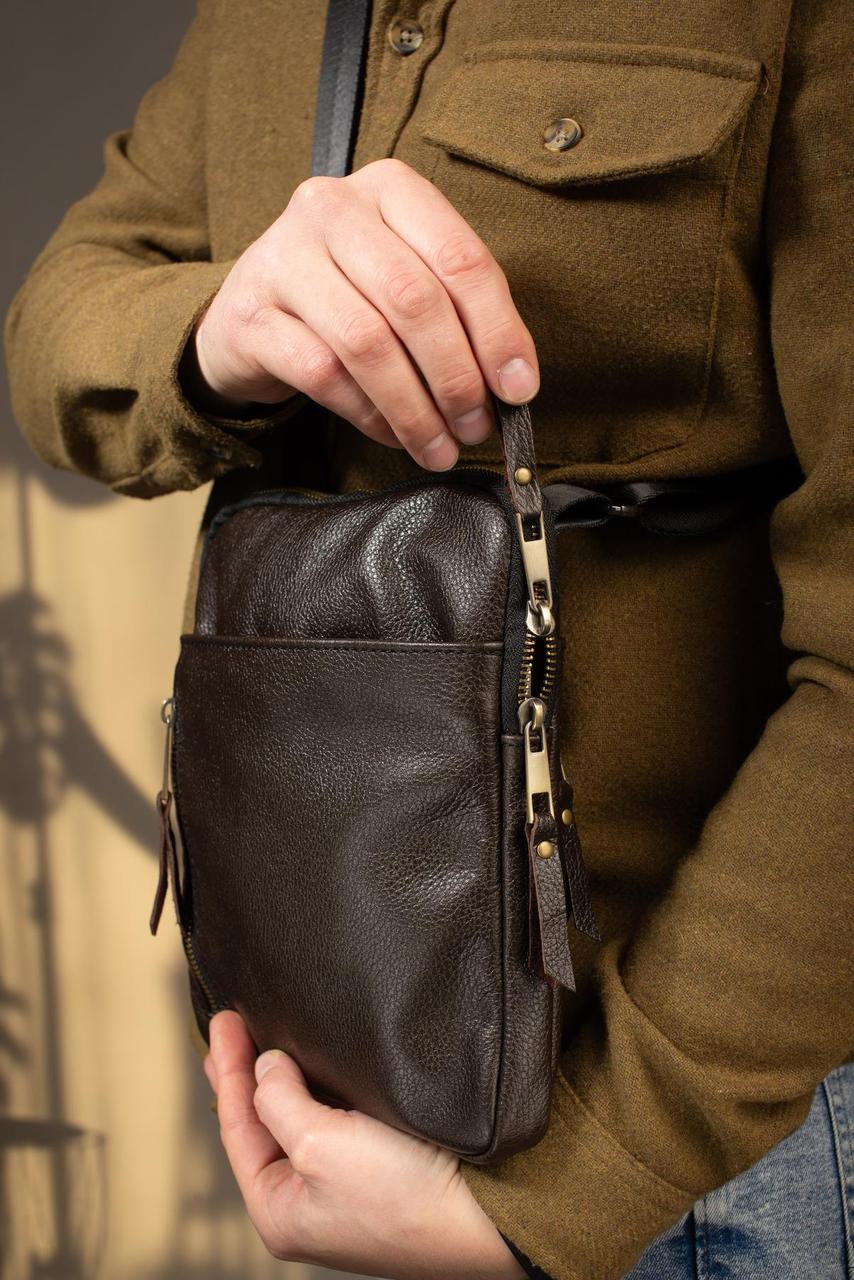 Genuine Leather Messenger Bag Mens Shoulder Bag Handmade Brown Gift for Him