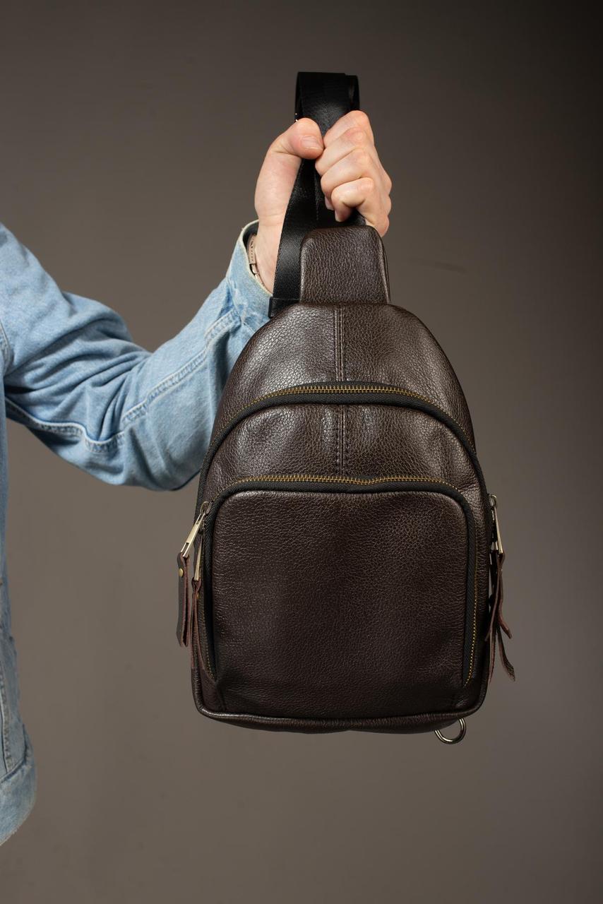 Handmade Genuine Leather Sling Shoulder Bag Brown Gift for Him