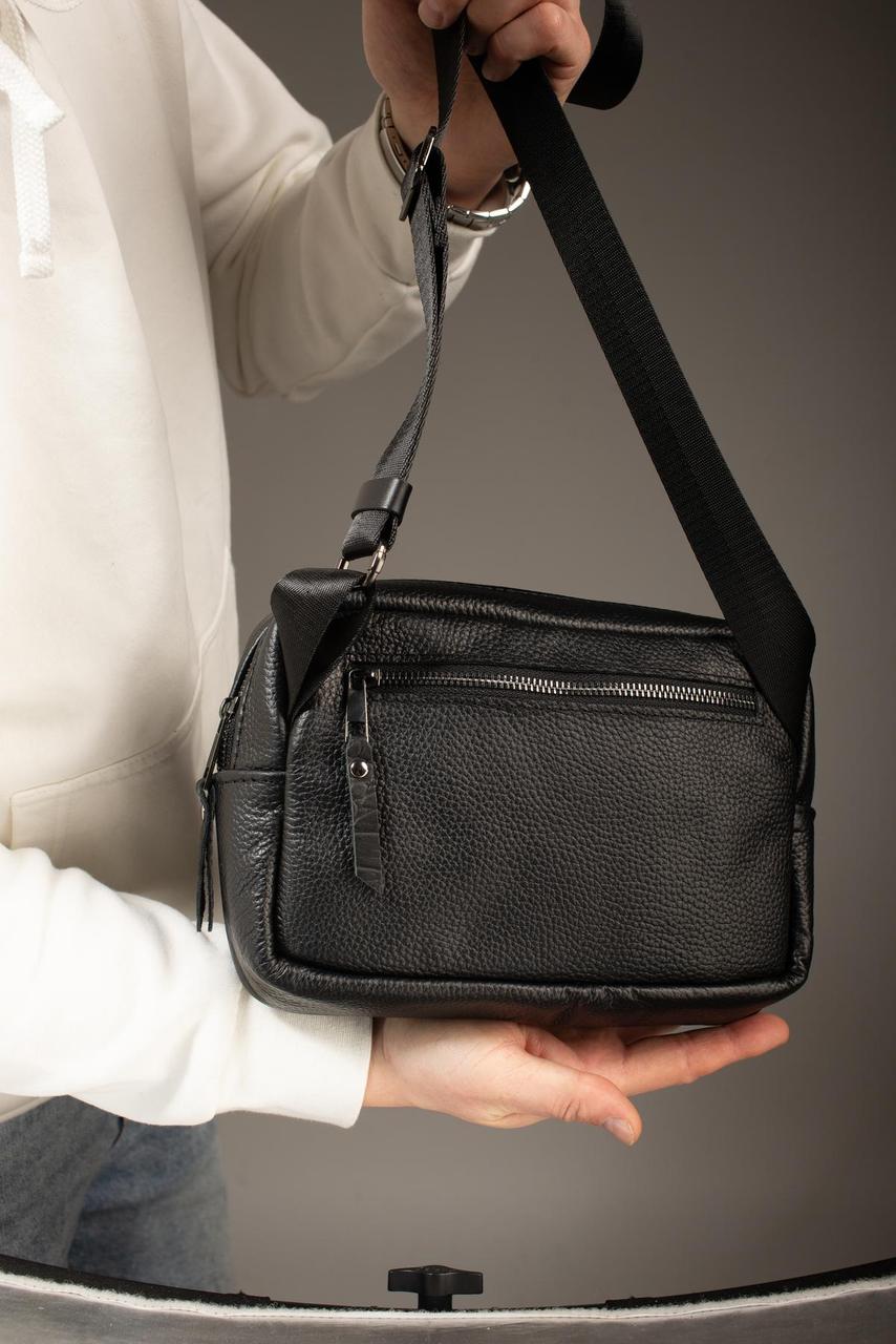Handmade Genuine Leather Crossbody Banana Bag Belt Bag Black Gift for Him