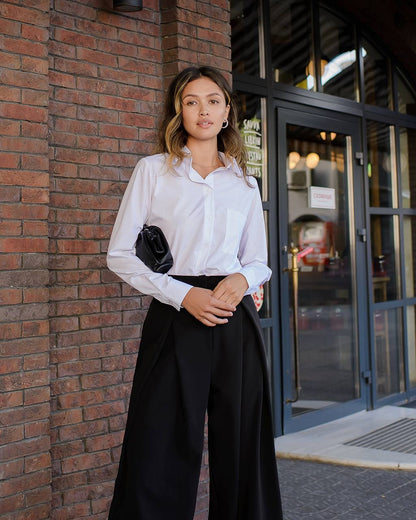 Stylish Women's Shirt in White Long Sleeve