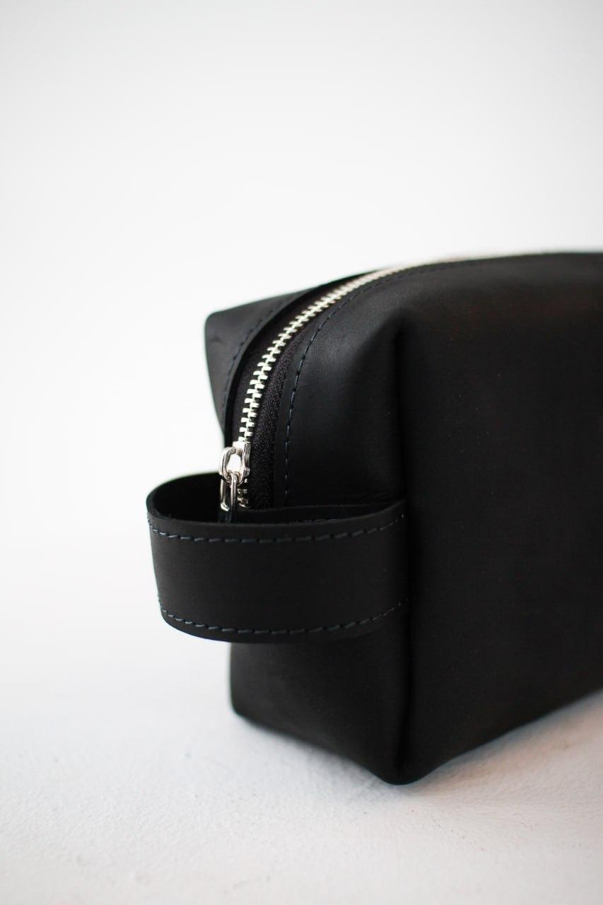 Handmade Mens Leather Dopp Kit Black Travel Toiletry Bag Gift for Him