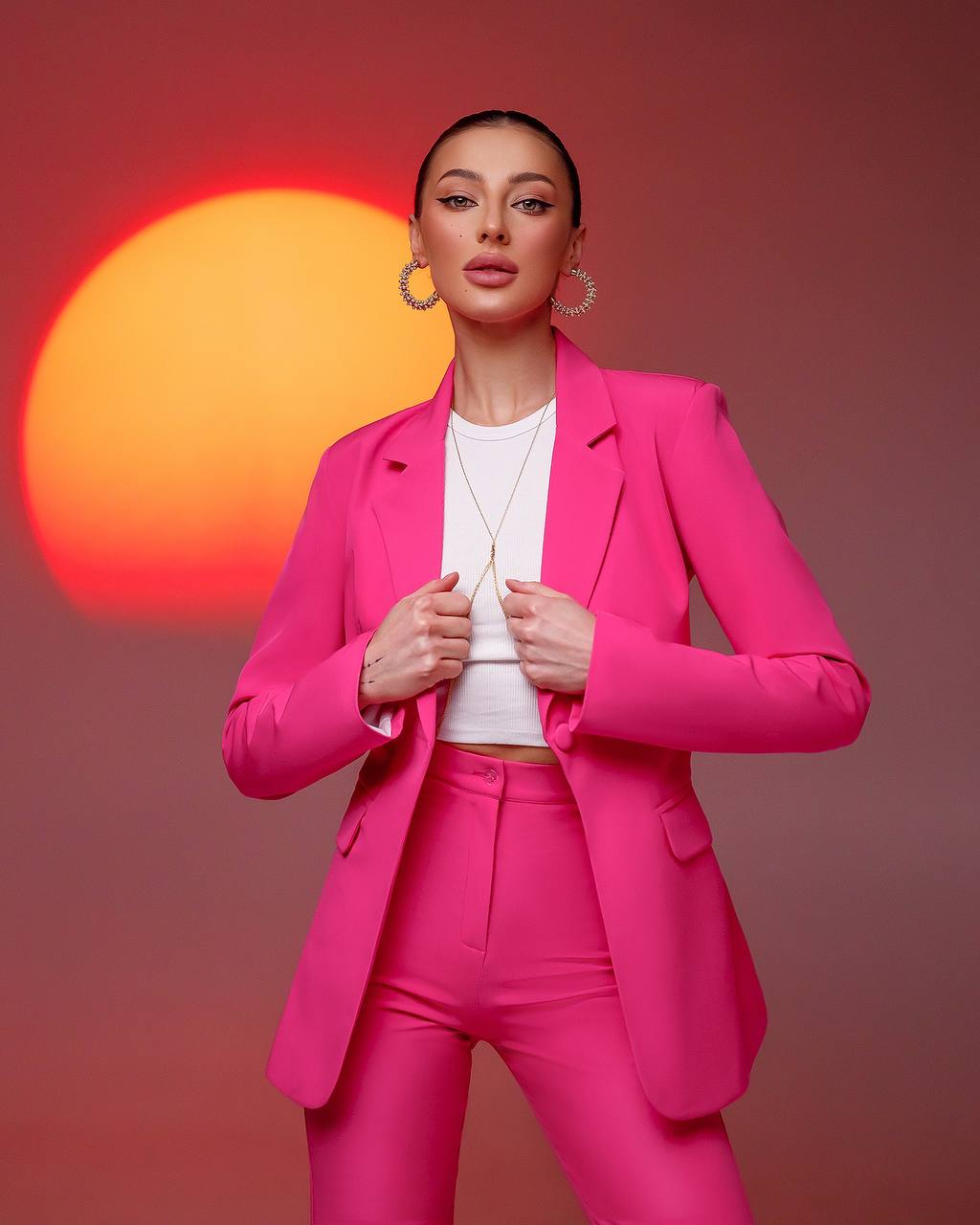 Premium Women's Diagonal Suit Crepe in Raspberry Color