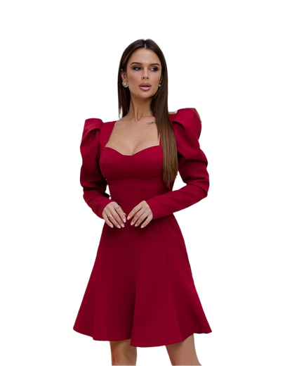 Elegant Burgundy Diagonal Suiting Crepe Dress for Women