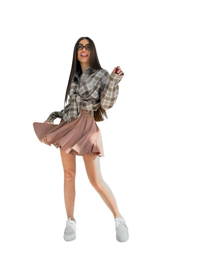 Women Brown Soft Skirt-Shorts for Spring Summer 2025 Fashion