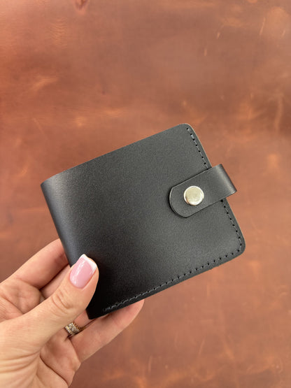 Handmade Classic Genuine Leather Wallet Black Crazy Horse Gift for Him