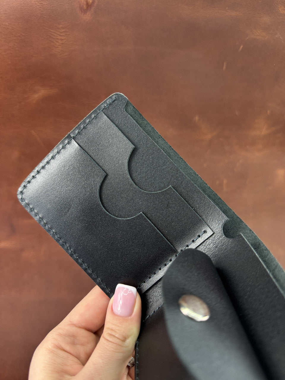 Handmade Classic Genuine Leather Wallet Black Crazy Horse Gift for Him