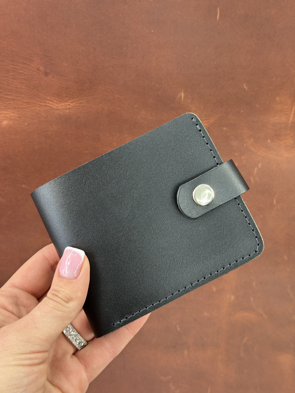 Handmade Classic Genuine Leather Wallet Black Crazy Horse Gift for Him