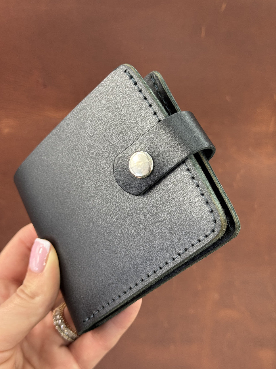 Handmade Classic Genuine Leather Wallet Black Crazy Horse Gift for Him