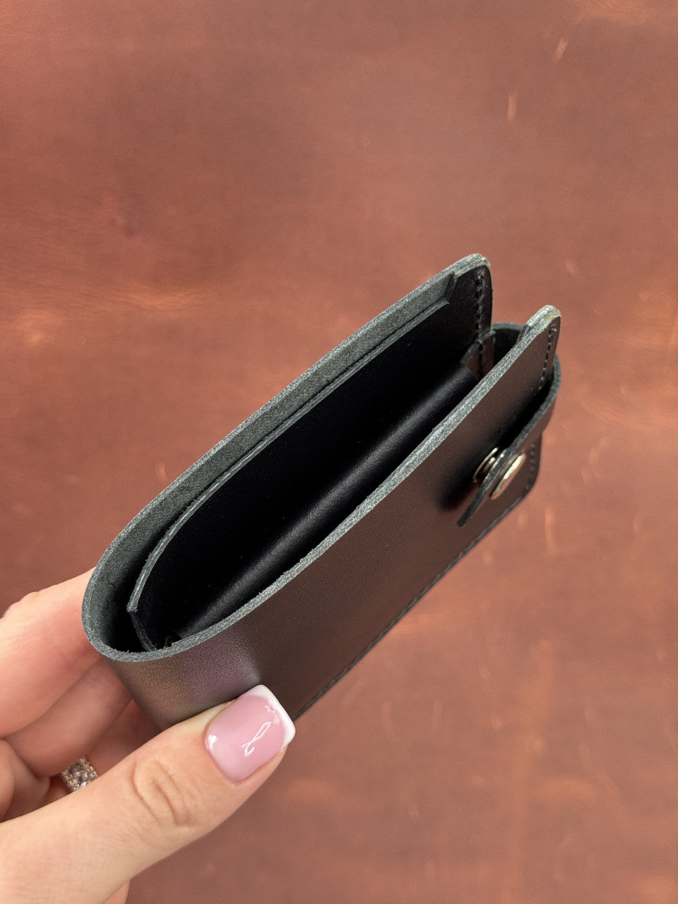 Handmade Classic Genuine Leather Wallet Black Crazy Horse Gift for Him