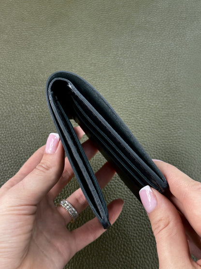 Handmade Mens Bifold Wallet Genuine Sandal Leather Black Gift for Him