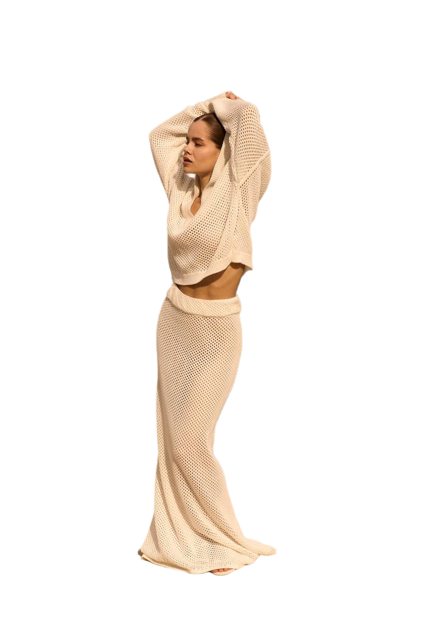 Laguna Suit for Women Oversized Sweater with Hood and Long Semi-Transparent Skirt