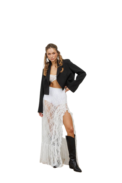 Women Skirt and Shorts Set Guipure Knitwear Micro Diving