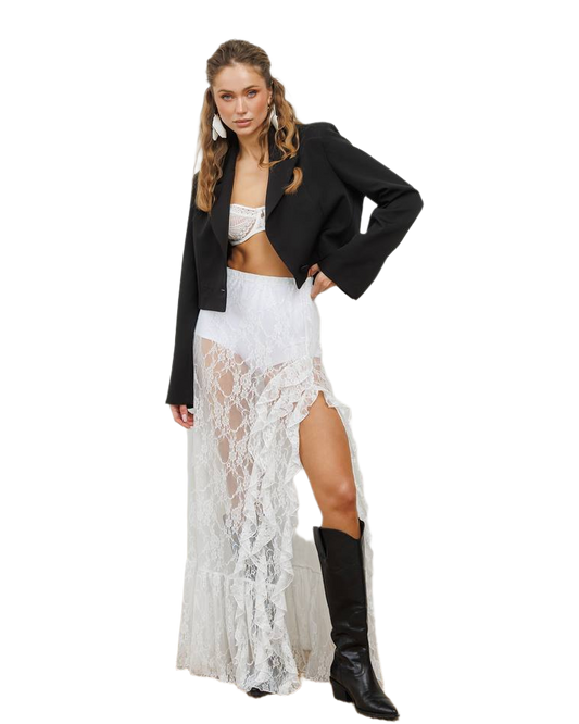 Women Skirt and Shorts Set Guipure Knitwear Micro Diving